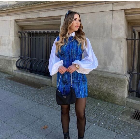 Zara blogger favorite blue sleeveless mini dress - Picture 3 of 9